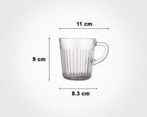 لیوان شیشه ای دسته دار شیار دار ۲۸۰ cc لیمون