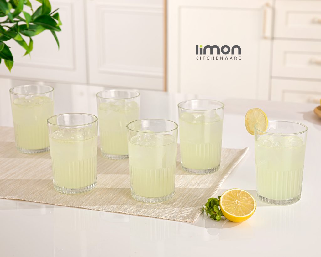لیوان شیشه ای شیاردار ۳۵۰ سی سی ۶ عددی